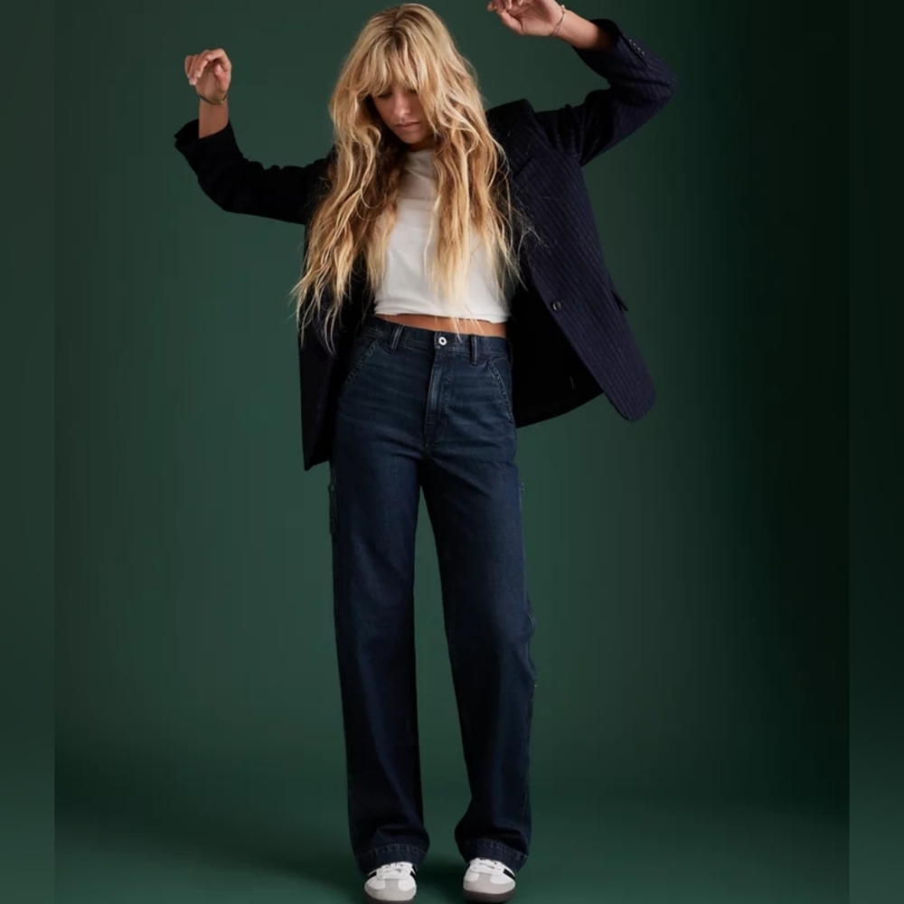 American Eagle AE77 Premium Stovepipe Carpenter Jeans Dark Wash High Waist – 4P